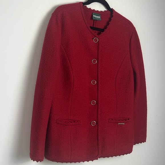 Vintage Geiger Collection Red 100% Wool Jacket Mature Classic Old Money Sz 14 - Picture 2 of 8